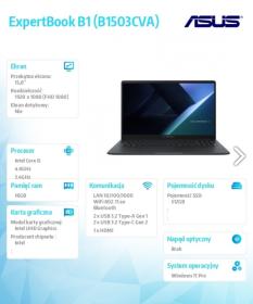 Asus Notebook ExpertBook B1  B1503CVAS72164X 15,6"FHD/i51334U/16GB/SSD512GB/IrisXe/11PR Gentle Grey 3Y